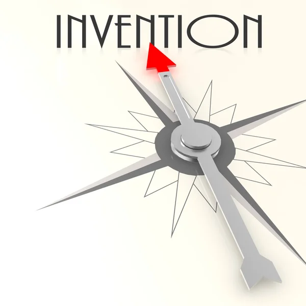 Compass with invention word — Stockfoto