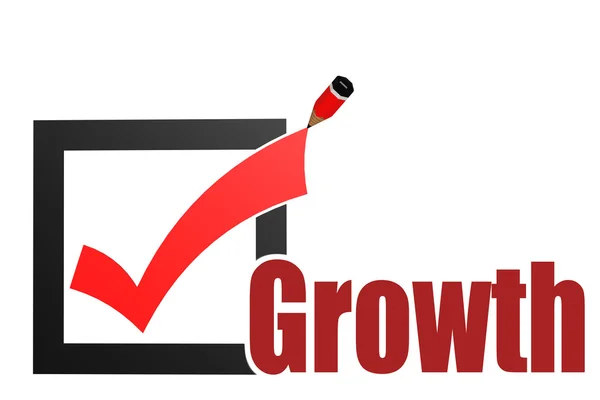 Marca de verificação com palavra de crescimento — Fotografia de Stock