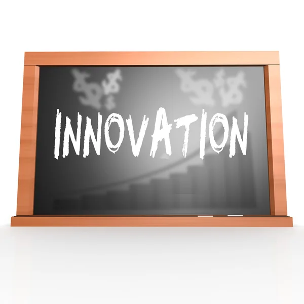 Black board with innovation word — Stockfoto