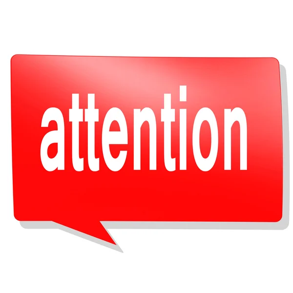 Attention word on red speech bubble — Stock Photo, Image