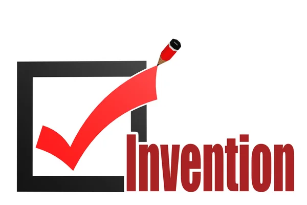 Check mark with invention word — Stockfoto