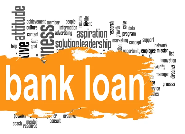 Bank loan word cloud with orange banner — Stock Photo, Image