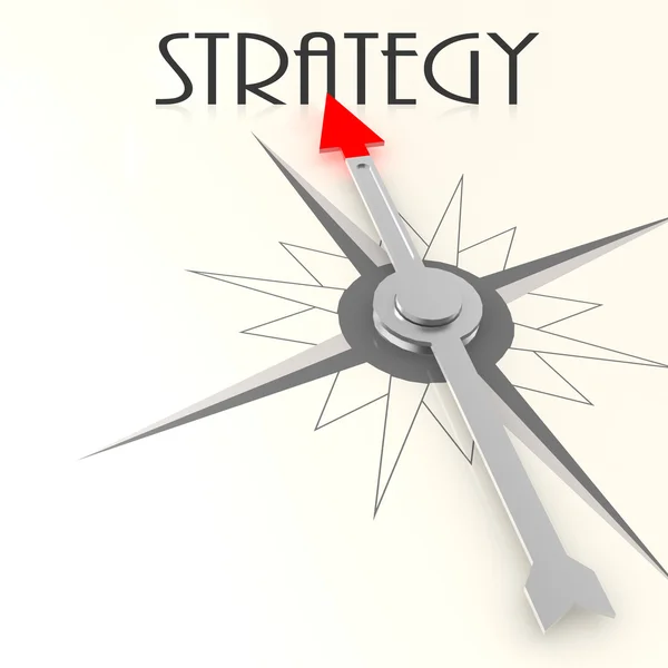 Kompass mit Strategiewort — Stockfoto