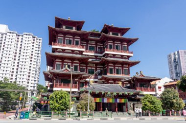 Singapore- 2 Oct 2025: Buddha Tooth Relic Temple located in Chinatown, Singapore. The temple houses Buddha's tooth in a gold stupa