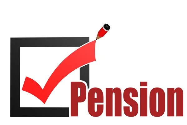 Check mark with pension word — Stock Photo, Image