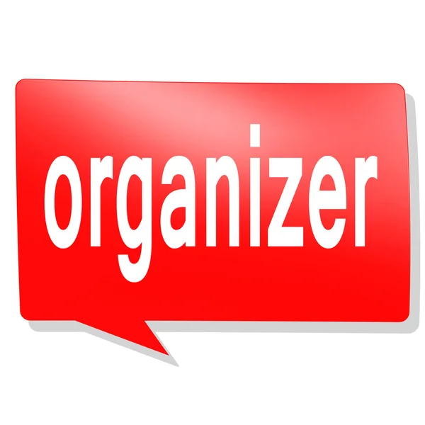 Organizer word on red speech bubble — Stockfoto