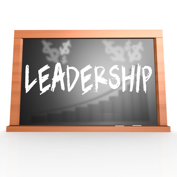 Black board with leadership word