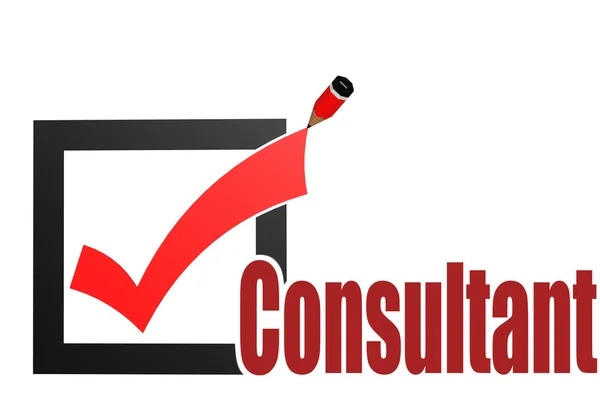 Check mark with consultant word — Stockfoto
