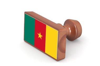 Wooden stamp with Cameroon flag