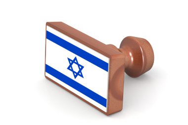 Wooden stamp with Israel flag