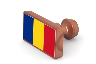 Wooden stamp with Romania flag