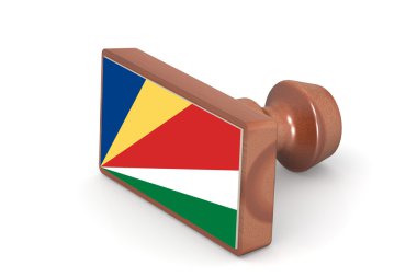 Wooden stamp with Seychelles flag