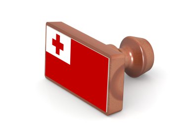 Tonga bayraklı ahşap damgası