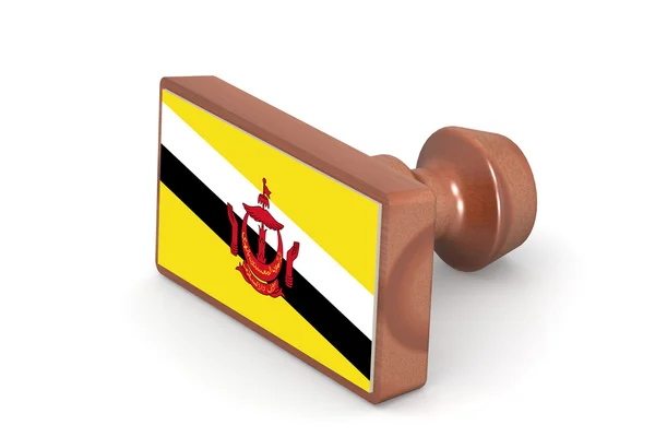 Wooden stamp with Brunei flag — 스톡 사진