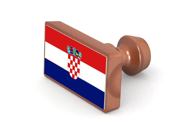 Wooden stamp with Croatia flag — 스톡 사진