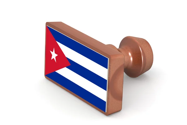 Sello de madera con bandera de Cuba — Foto de Stock