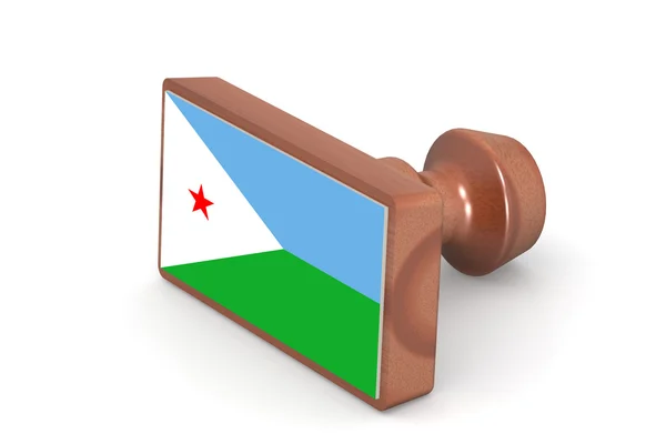 Holzmarke mit Dschibuti-Flagge — Stockfoto