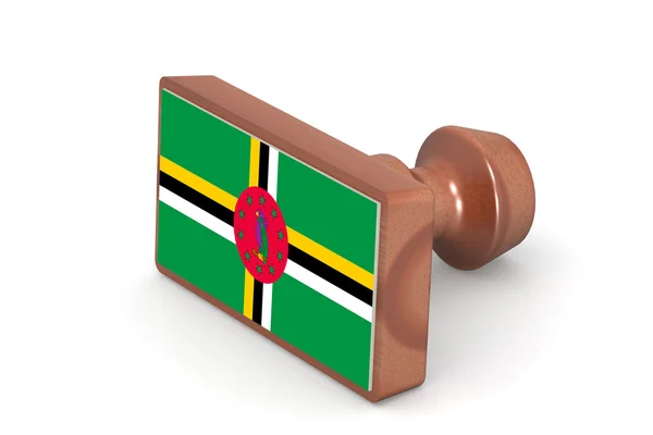 Wooden stamp with Dominica flag — Zdjęcie stockowe