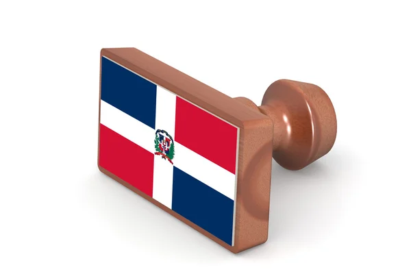 Wooden stamp with Dominican Republic flag — ストック写真