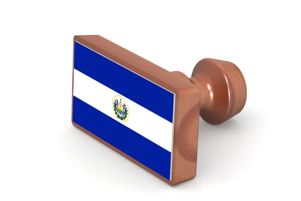 Wooden stamp with El Salvador flag — Stok fotoğraf