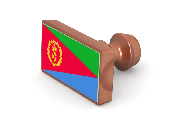 Timbro di legno con bandiera Eritrea — Foto Stock