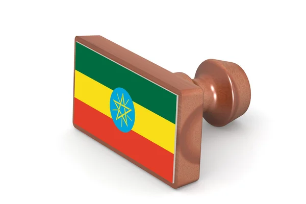 Holzmarke mit äthiopischer Flagge — Stockfoto