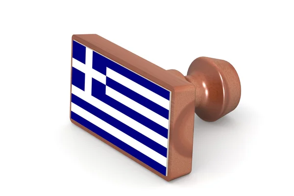 Wooden stamp with Greece flag — Stock Fotó