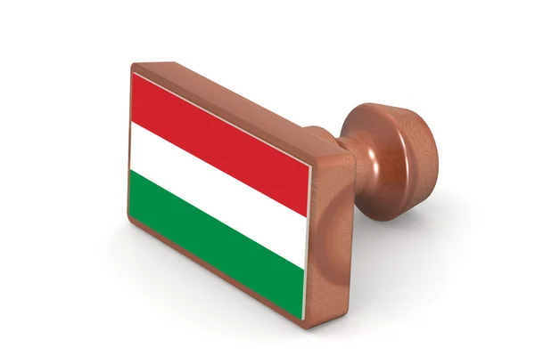 Wooden stamp with Hungary flag — Stockfoto