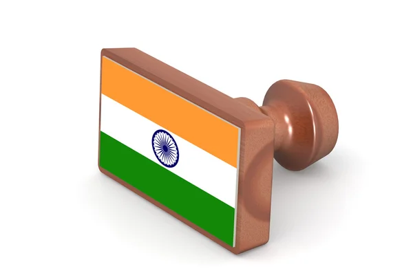 Wooden stamp with India flag — стокове фото