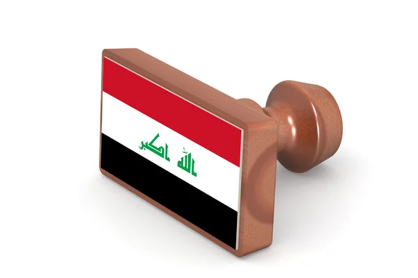 Holzmarke mit irakischer Flagge — Stockfoto
