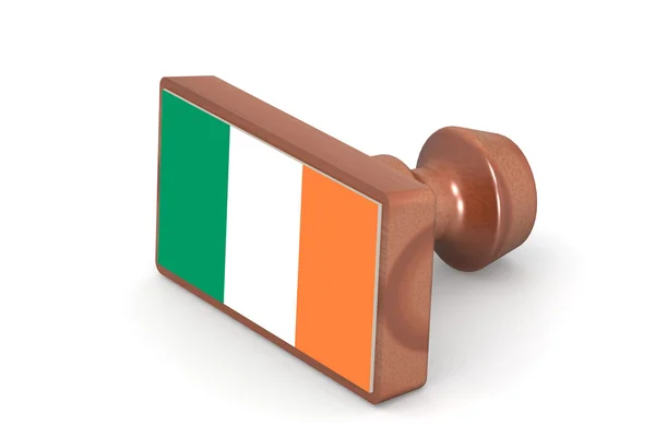 Carimbo de madeira com bandeira da Irlanda — Fotografia de Stock