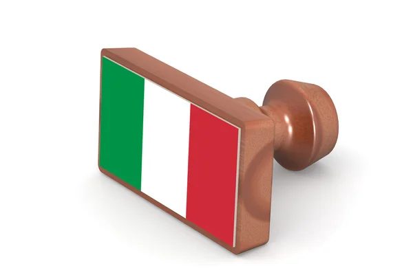 Wooden stamp with Italy flag — Stok fotoğraf