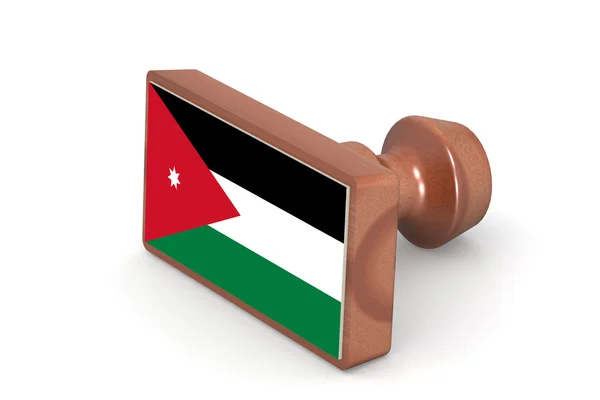 Carimbo de madeira com bandeira da Jordânia — Fotografia de Stock