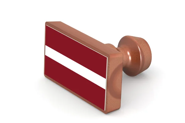 Wooden stamp with Latvia flag — 图库照片