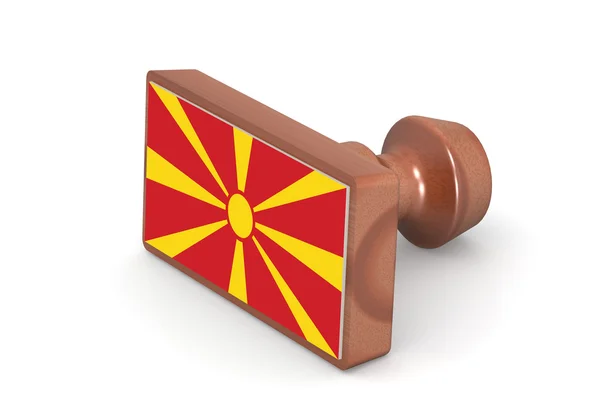 Carimbo de madeira com bandeira da Macedónia — Fotografia de Stock
