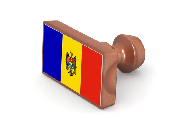 Wooden stamp with Moldova flag — стокове фото