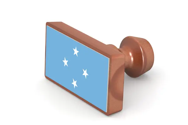 Wooden stamp with Micronesia flag — ストック写真