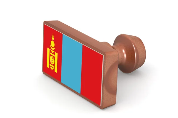 Wooden stamp with Mongolia flag — Stock fotografie