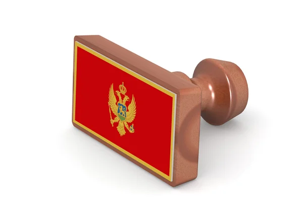 Деревянная марка с флагом Черногории — стоковое фото