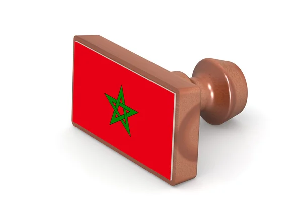 Timbre en bois avec drapeau du Maroc — Photo