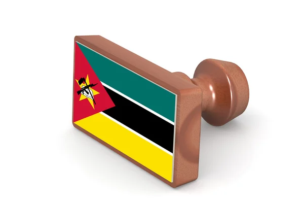Wooden stamp with Mozambique flag — Zdjęcie stockowe