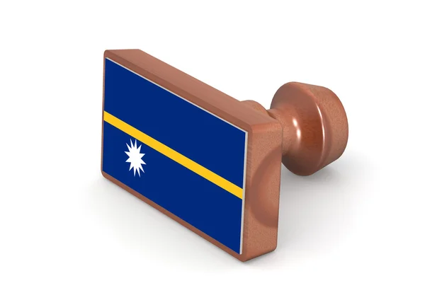 Wooden stamp with Nauru flag — 图库照片