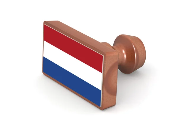 Wooden stamp with Netherlands flag — Stockfoto