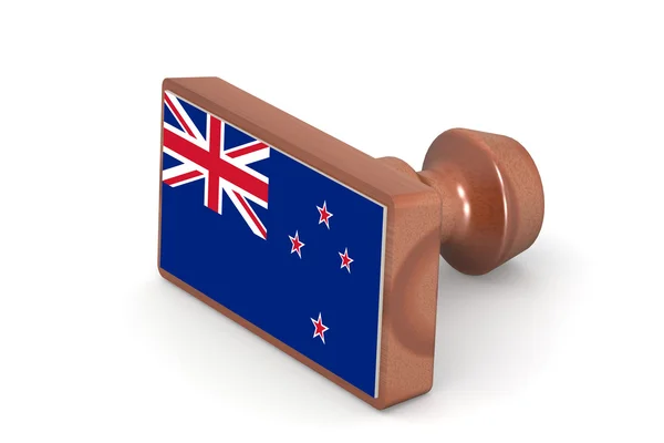 Carimbo de madeira com bandeira da Nova Zelândia — Fotografia de Stock