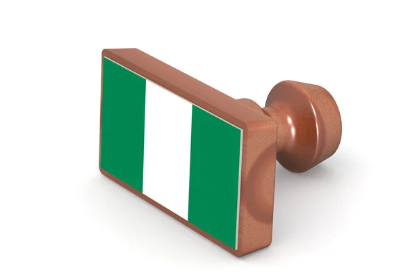 Sello de madera con bandera de Nigeria —  Fotos de Stock