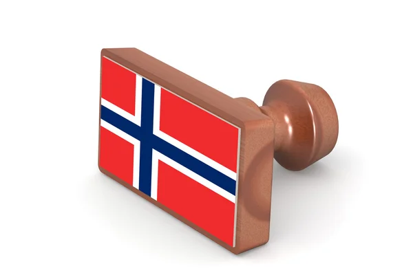 Wooden stamp with Norway flag — 图库照片