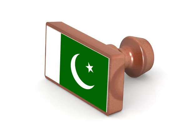 Wooden stamp with Pakistan flag — Stock fotografie