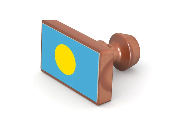 Wooden stamp with Palau flag — 图库照片
