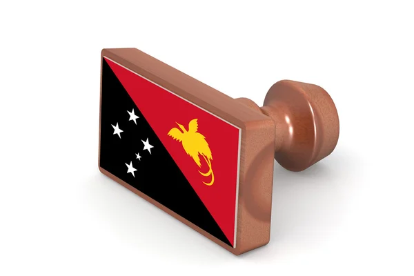 Carimbo de madeira com bandeira da Papua Nova Guiné — Fotografia de Stock