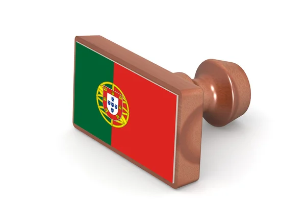 Wooden stamp with Portugal flag — Stok fotoğraf